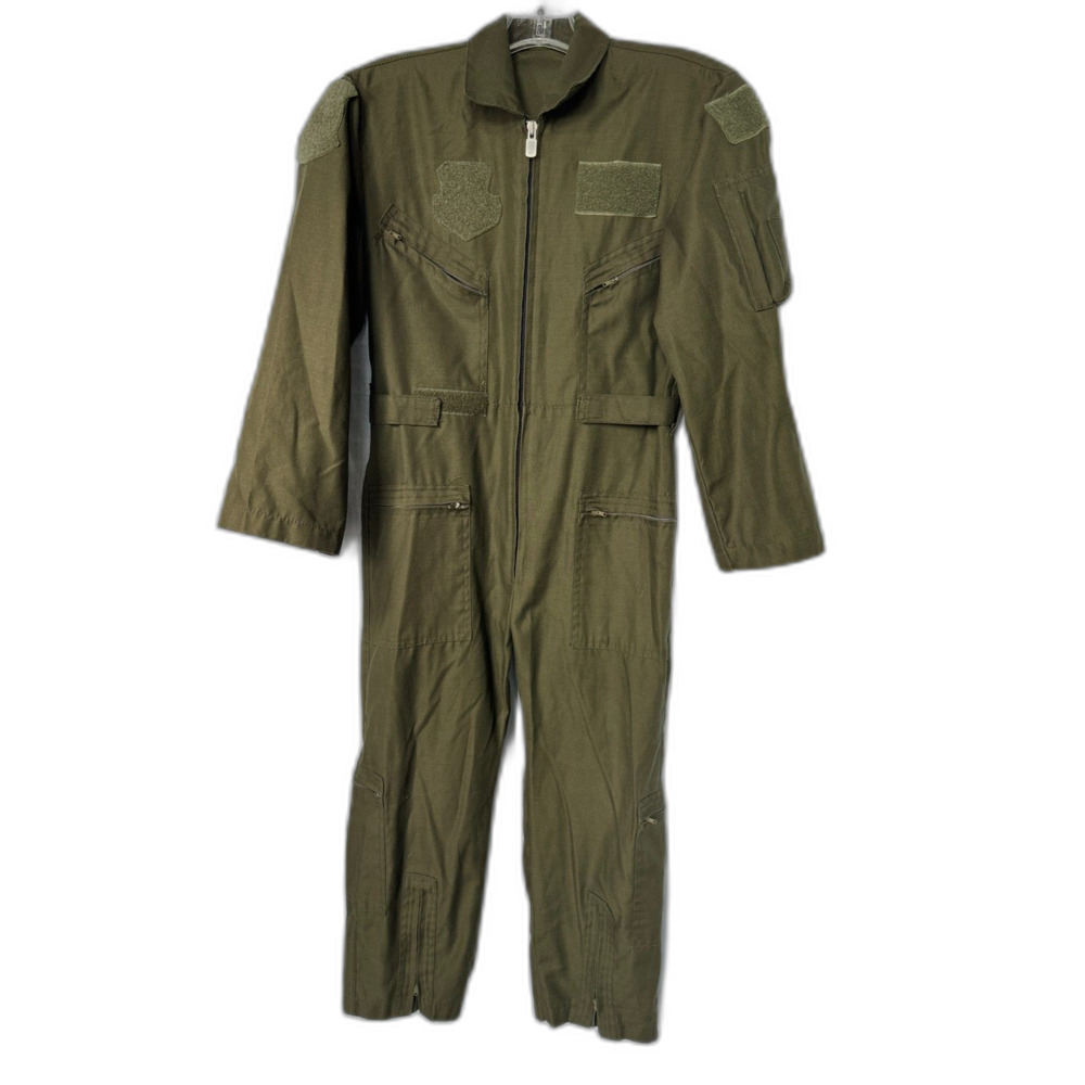 Kids Flight Suit Jumpsuit Olive Green Military Pilot Costume Size 10/12 No Tags